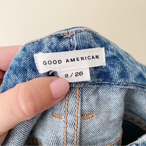 Good American | The Weekender Jeans Distressed Straight Leg Indigo Blue Size 26 - Picture 7 of 8